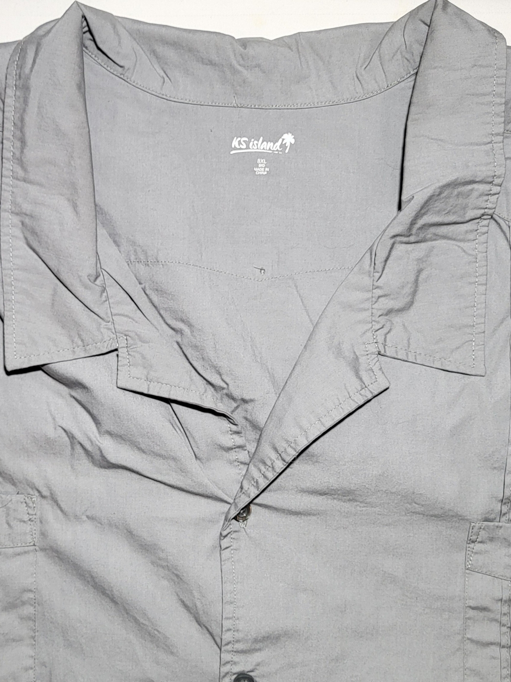 KS Island Men's Big & Tall Light Gray Button-Up Shirt with Pockets